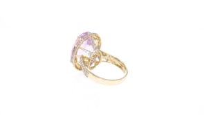 20.00 Carat Kunzite and 1.70 ct. t.w. White Zircon Ring in 14kt Yellow Gold
