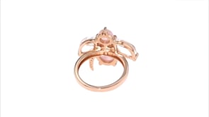 Morganite and Rock Crystal Bug Ring with White Topaz Accents in 18kt Rose Gold Over Sterling