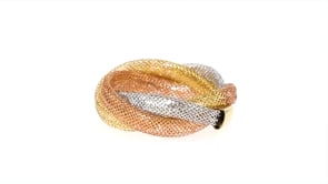 Italian 14kt Tri-Colored Gold Mesh Ring