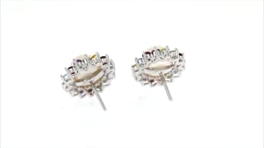 9-9.5mm Cultured Pearl and 1.00 ct. t.w. Multi-Gemstone Earrings in Sterling Silver