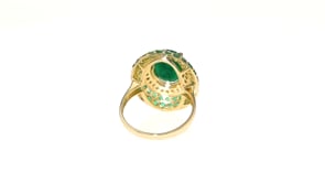 3.60 ct. t.w. Emerald and .16 ct. t.w. Diamond Ring in 14kt Yellow Gold