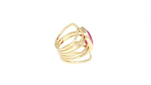 9x18mm Pink Agate Ring in 18kt Gold Over Sterling