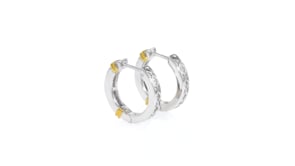 25 ct. t.w. Diamond Hoop Earrings in 14kt Two-Tone Gold. 12