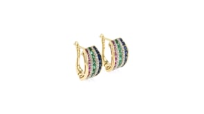 2.02 ct. t.w. Multi-Gemstone Hoop Earrings in 14kt Yellow Gold. 12