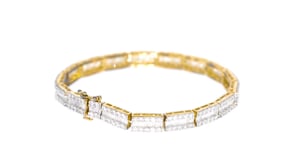 6.00 ct. t.w. Baguette and Round Diamond Bracelet in 18kt Gold Over Sterling
