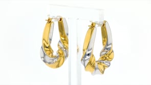 Italian Andiamo 14kt Two-Tone Gold Twisted Hoop Earrings. 1 38