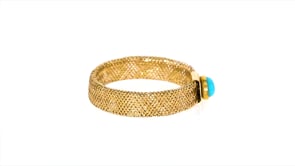 Italian Turquoise Mesh Ring in 14kt Yellow Gold