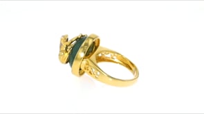 Italian Aventurine and .13 ct. t.w. CZ Frog Ring in 18kt Gold Over Sterling