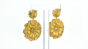 3.00 ct. t.w. Diamond Flower Drop Earrings in 18kt Gold Over Sterling