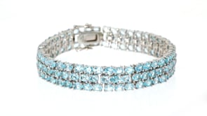 25.00 ct. t.w. Blue Topaz Three-Row Bracelet in Sterling Silver