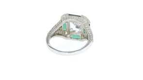 3.10 ct. t.w. CZ and 1.60 ct. t.w. Simulated Emerald Ring in Sterling Silver