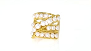 3.5-4.5mm Cultured Pearl Ring in 18kt Gold Over Sterling