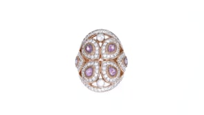 White Zircon and Pink Sapphire Ring in 18kt Rose Gold Over Sterling Silver