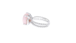 12mm Pink Opal Rope Double-Shank Ring in Sterling Silver