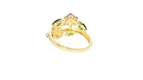 93 ct. t.w. Multi-Stone Flower Ring in 18kt Yellow Gold Over Sterling
