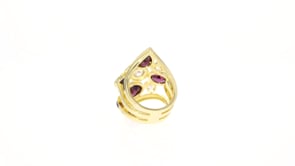 4.70 ct. t.w. Rhodolite Garnet and 1.70 ct. t.w. White Zircon Ring in 18kt Gold Over Sterling