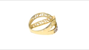 14kt Yellow Gold and White Rhodium Greek Key Crisscross Ring
