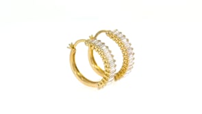 4.00 ct. t.w. CZ Baguette Hoop Earrings in 18kt Gold Over Sterling. 78