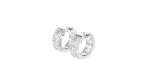 50 ct. t.w. Round and Diamond Baguette Huggie Hoops in Sterling Silver. 38