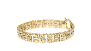 Two-Tone Sterling Silver Double-Row Byzantine Bracelet