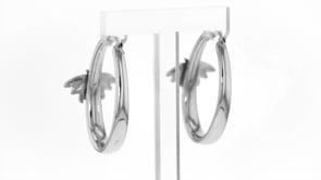 Italian Sterling Silver Bee Hoop Earrings. 1 58
