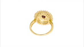 1.50 Carat Ruby and 2.00 ct. t.w. White Topaz Ring in 18kt Gold Over Sterling