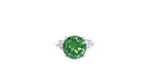 6.25 Carat Simulated Emerald and 1.50 ct. t.w. CZ Ring in Sterling Silver
