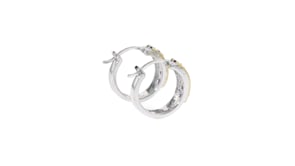 60 ct. t.w. Ruby and Diamond-Accented Hoop Earrings in Sterling Silver with 14kt Yellow Gold. 34