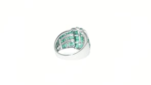 3.60 ct. t.w. Emerald and .21 Diamond Multi-Row Ring in 18kt White Gold