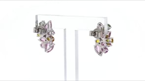 4.20 ct. t.w. Pink Topaz and 2.30 ct. t.w. Multicolored Sapphire Earrings in Sterling Silver
