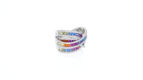 2.35 ct. t.w. Multicolored CZ Highway Ring in Sterling Silver