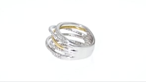 1.00 ct. t.w. Diamond Highway Ring in Sterling Silver with 14kt Yellow Gold
