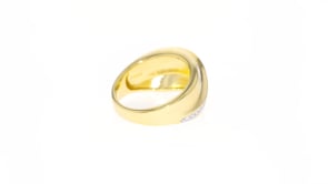 Two-Tone Sterling Silver Wave Ring with Diamond Accents