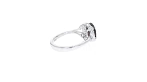 2.20 Carat Garnet Ring with Black and White Diamond Accents in Sterling Silver