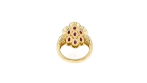 2.10 ct. t.w. Ruby and .31 ct. t.w. Diamond Cluster Ring in 18kt Gold Over Sterling