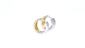 14kt Two-Tone Gold Diamond-Cut Reversible Huggie Hoop Earrings. 58