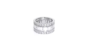 6.95 ct. t.w. Baguette and Round CZ Eternity Band in Sterling Silver