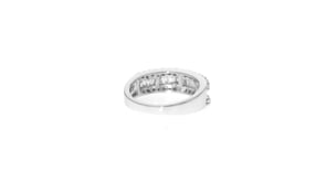 1.00 ct. t.w. Baguette and Round Diamond Three-Row Ring in 14kt White Gold