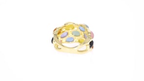 Multicolored Jade Ring in 14kt Yellow Gold Over Sterling