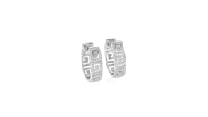 50 ct. t.w. Diamond Greek Key Hoop Earrings in Sterling Silver. 58