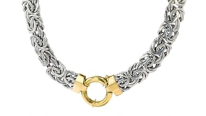 Sterling Silver Byzantine Necklace with 14kt Yellow Gold