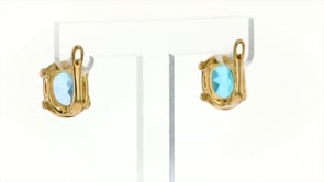 4.40 ct. t.w. Swiss Blue Topaz and .14 ct. t.w. Diamond Earrings in 18kt Gold Over Sterling