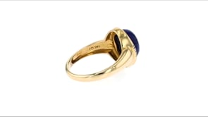 Lapis Ring with Diamond Accents in 14kt Yellow Gold