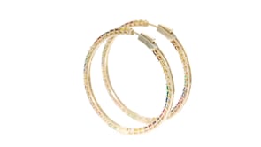 2.50 ct. t.w. Multicolored CZ Inside-Outside Hoop Earrings in 18kt Gold Over Sterling. 2 14