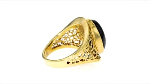 Italian Black Agate Ring in 14kt Yellow Gold