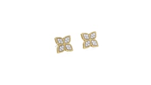 Roberto Coin Princess .38 ct. t.w. Diamond Flower Earrings in 18kt Yellow Gold