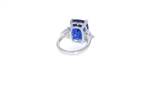 12.25 Carat Cushion-Cut Simulated Sapphire and 1.75 ct. t.w. CZ Ring in Sterling Silver