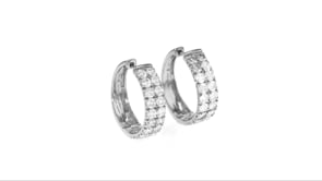 3.00 ct. t.w. Double-Row Diamond Hoop Earrings in 14kt White Gold. 34