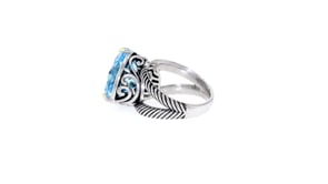 12.00 Carat Blue Topaz Twisted Ring in Sterling Silver and 18kt Yellow Gold