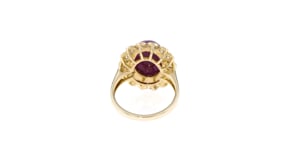 7.00 Carat Ruby and .48 ct. t.w. Diamond Halo Ring in 14kt Yellow Gold